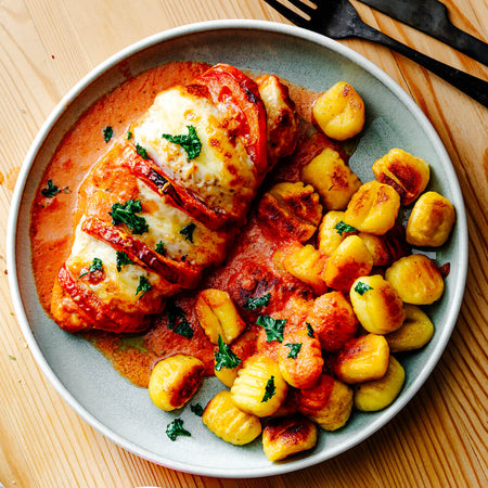 Mozzarella and Tomato Hasselback Chicken