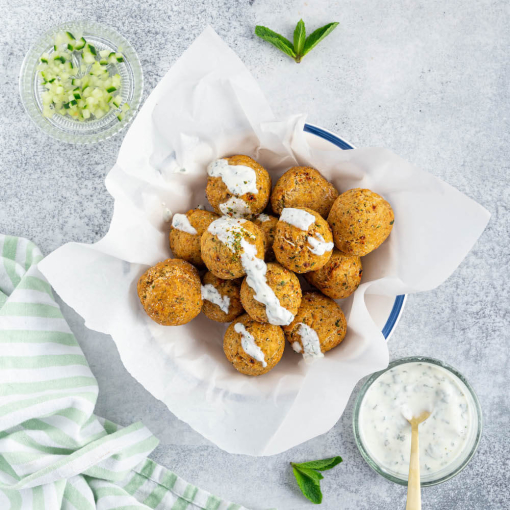 Falafel with Mint & Yogurt Dip